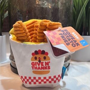 BARK Box Squeak Potato Fries "Give N Thanks"  Squeak Crinkle Dog Toy M/L NWT